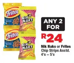 OK Foods Nik Naks or Fritos Chip Strips Asstd. offer
