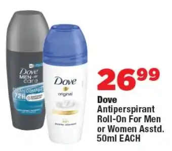 OK Foods Dove Antiperspirant Roll-On For Men or Women Asstd. offer
