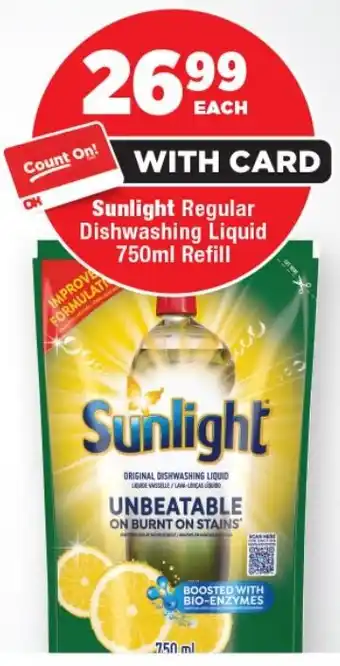 OK Foods Sunlight Regular Dishwashing Liquid Refill offer
