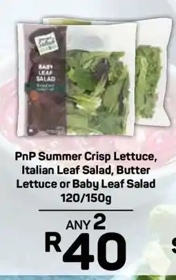 Pick n Pay PnP Summer Crisp Lettuce, Italian Leaf Salad, Butter Lettuce or Baby Leaf Salad 120/150g offer