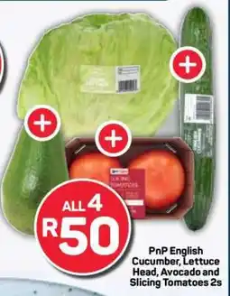 Pick n Pay PnP English Cucumber, Lettuce Head, Avocado and Slicing Tomatoes 2s offer