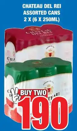 Boxer CHATEAU DEL REI ASSORTED CANS 2 X (6 X 250ML) offer