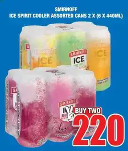 Boxer SMIRNOFF ICE SPIRIT COOLER ASSORTED CANS 2 X (6 X 440ML) offer
