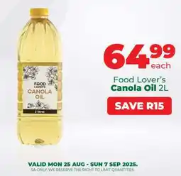 Food Lover's Market Food Lover's Canola Oil 2L offer