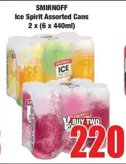 Boxer SMIRNOFF Ice Spirit Assorted Cans 2 x (6 x 440ml) offer