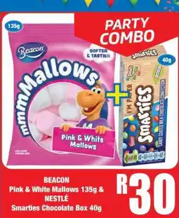 Boxer BEACON Pink & White Mallows 135g & NESTLÉ Smarties Chocolate Box 40g offer