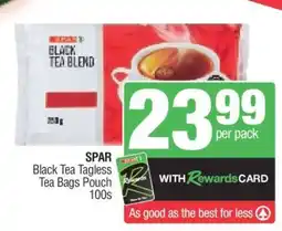 Spar SPAR Black Tea Tagless Tea Bags Pouch 100s offer