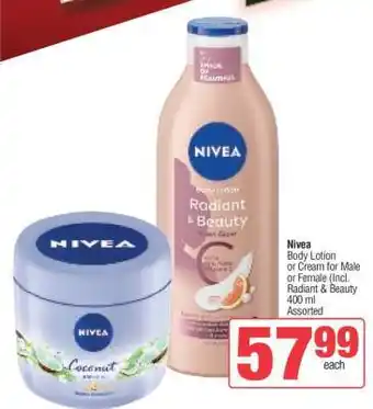 Spar Nivea Body Lotion or Cream offer