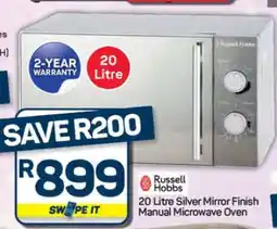 Pick n Pay Hypermarket Russell Hobbs 20 Litre Silver Mirror Finish Manual Microwave Oven offer