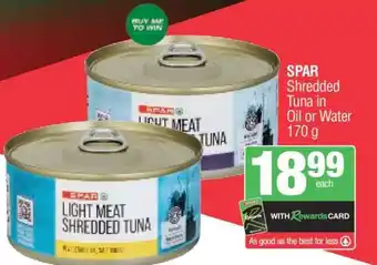 Spar SPAR Shredded Tuna in Oil or Water offer