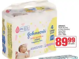 Spar Johnson’s Gentle All Over or Extra Sensitive Value Pack Wet Wipes offer