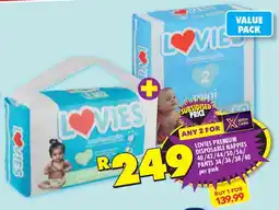 Shoprite Lovies premium disposable nappies/ pants offer