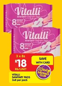 Shoprite Vitalli sanitary pads offer