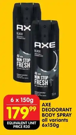 Shoprite Axe deodorant body spray offer