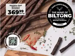 Food Lover's Market Namibian Beef Biltong or Droëwors offer