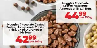 Food Lover's Market Nuggles Chocolate Coated Fudge, Honeycomb, Turkish Rose, Choc O Crunch or Mallows offer