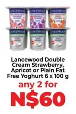 Food Lover's Market Lancewood Double Cream Strawberry, Apricot or Plain Fat Free Yoghurt offer