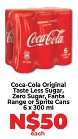 Food Lover's Market Coca-Cola Original Taste Less Sugar, Zero Sugar, Fanta Range or Sprite Cans offer