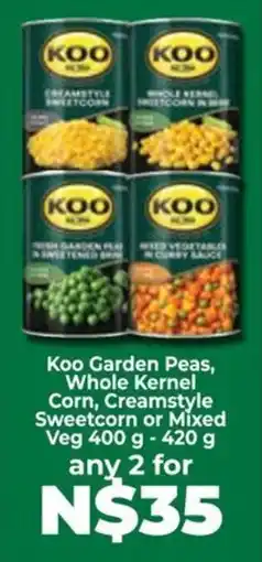 Food Lover's Market Koo Garden Peas, Whole Kernel Corn, Creamstyle Sweetcorn or Mixed Veg offer