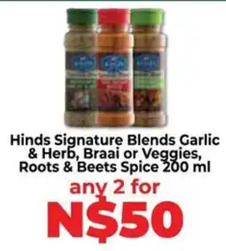 Food Lover's Market Hinds Signature Blends Garlic & Herb, Braai or Veggies, Roots & Beets Spice offer