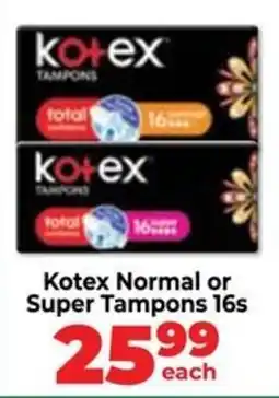 Food Lover's Market Kotex Normal or Super Tampons offer