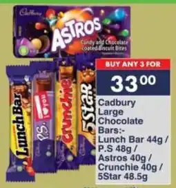 President Hyper Cadbury Large Chocolate Bars Lunch Bar/ P.S/ Astros/ Crunchie/ 5Star offer