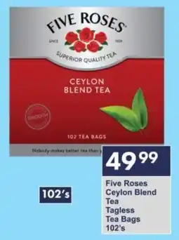President Hyper Five Roses Ceylon Blend Tea Tagless Tea Bags offer