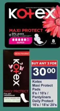 President Hyper Kotex Maxi Protect Pads/ Pantyliners Daily Protect offer
