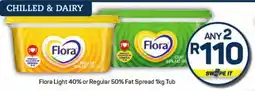 Pick n Pay Hypermarket Flora Light 40% or Regular 50% Fat Spread Tub offer