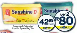 Pick n Pay Hypermarket Sunshine D Original or Lite Fat Spread Tub offer