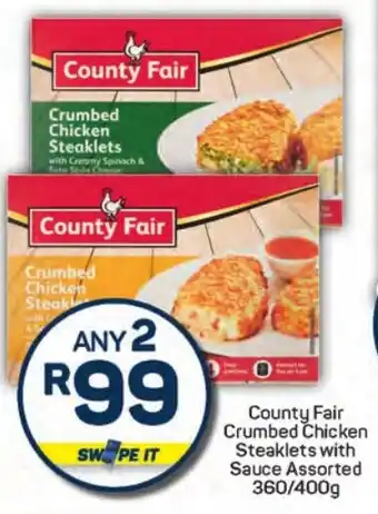 Pick n Pay Hypermarket County Fair Crumbed Chicken Steaklets with Sauce Assorted offer