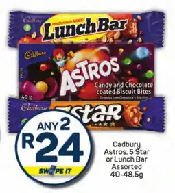 Pick n Pay Hypermarket Cadbury Astros, 5 Star or Lunch Bar Assorted offer