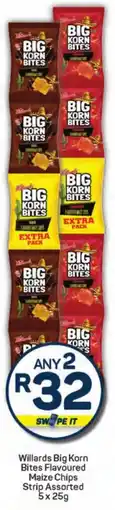 Pick n Pay Hypermarket Willards Big Korn Bites Flavoured Maize Chips Strip Assorted offer