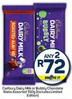 Pick n Pay Hypermarket Cadbury Dairy Milk or Bubbly Chocolate Slabs Assorted offer