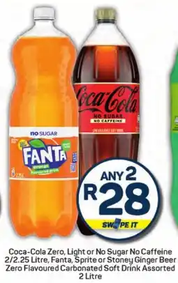 Pick n Pay Hypermarket Coca-Cola Zero, Light or No Sugar No Caffeine, Fanta, Sprite or Stoney Ginger Beer Zero Flavoured Carbonated Soft Drink offer