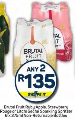 Pick n Pay Hypermarket Brutal Fruit Ruby Apple, Strawberry Rouge or Litchi Seche Sparkling Spritzer Non-Returnable Bottles offer