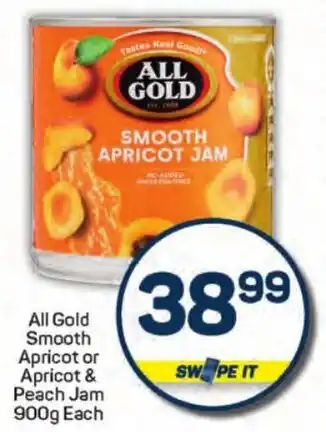 Pick n Pay Hypermarket All Gold Smooth Apricot or Apricot & Peach Jam offer