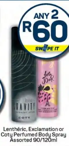 Pick n Pay Hypermarket Lentheric, Exclamation or Coty Perfumed Body Spray Assorted offer