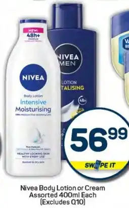 Pick n Pay Hypermarket Nivea Body Lotion or Cream Assorted offer