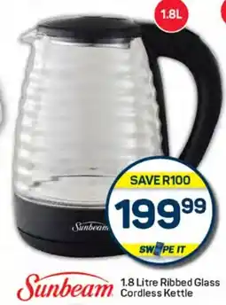 Pick n Pay Hypermarket Sunbeam Ribbed Glass Cordless Kettle offer