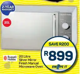 Pick n Pay Hypermarket Russell Hobbs Silver Mirror Finish Manual Microwave Oven offer