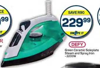 Pick n Pay Hypermarket Defy Green Ceramic Soleplate Steam and Spray Iron offer