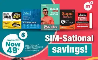 Checkers Mtn/ telkom/ vodacom/ cell c/ k'nect mobile starter packs offer