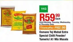 Take 'n Pay Osmans Taj Mahal Extra Special Chilli Powder/ Tumeric/ A1 Mix Masala offer