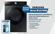 Expert Samsung Bespoke 12Kg Washer/8Kg Dryer Washing Machine (Black Caviar) WD12BB944DGBFA offer