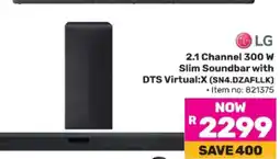 Game LG 2.1 Channel 300 W Slim Soundbar with DTS Virtual:X (SN4.DZAFFLLK) offer