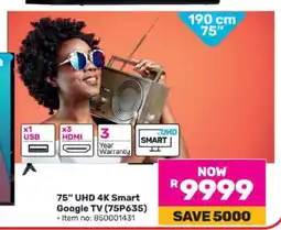 Game 75'' UHD 4K Smart Google TV (75P635) offer