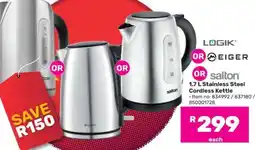 Game Lögik, Meiger, Salton 1.7 L Stainless Steel Cordless Kettle offer