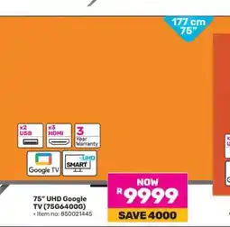 Game 75” UHD Google TV (75G6400G) offer