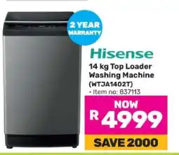 Game Hisense 14 kg Top Loader Washing Machine (WTJA1402T) offer